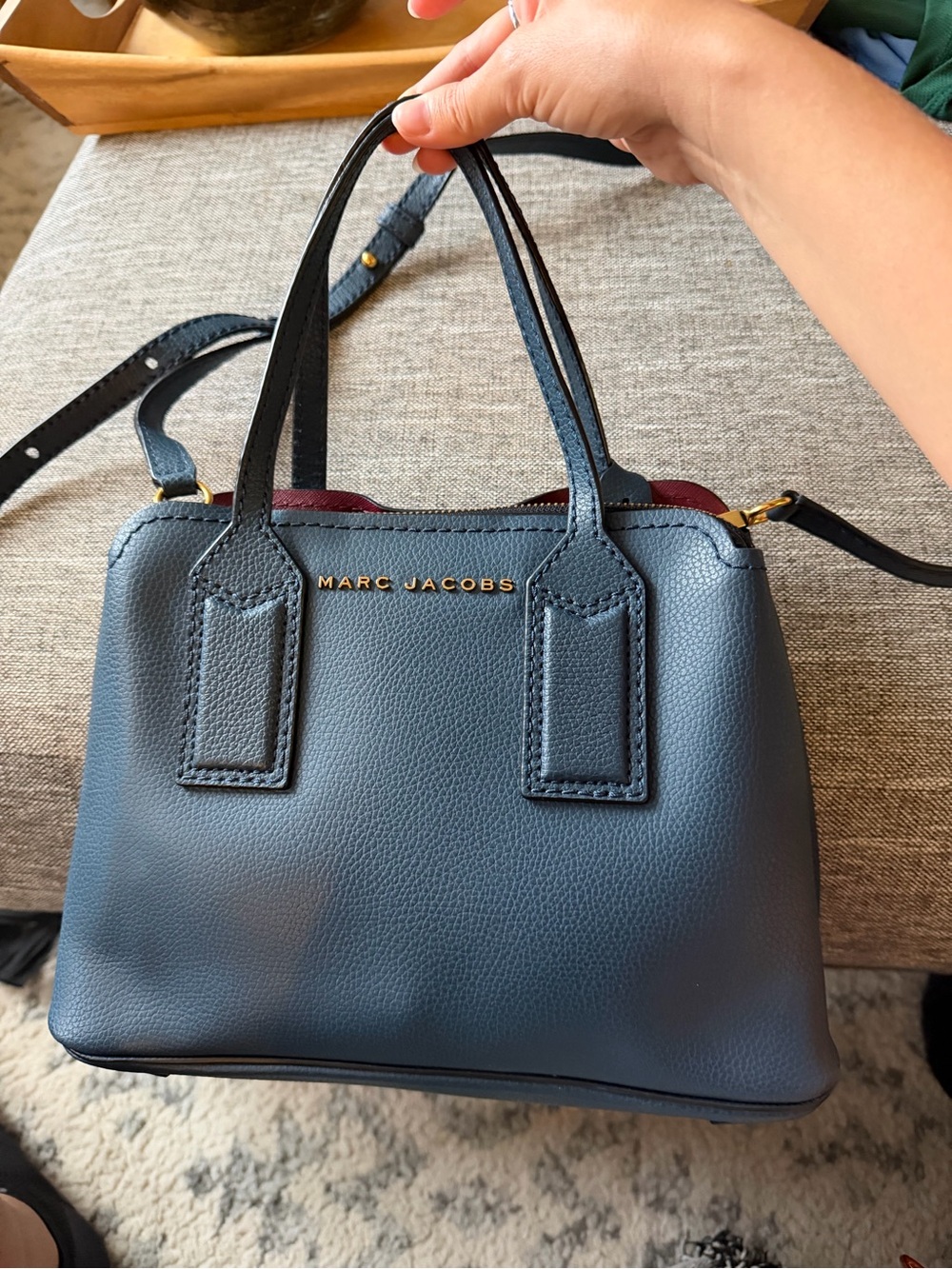 Marc Jacobs Slate Blue Pebbled Leather Crossbody Bag